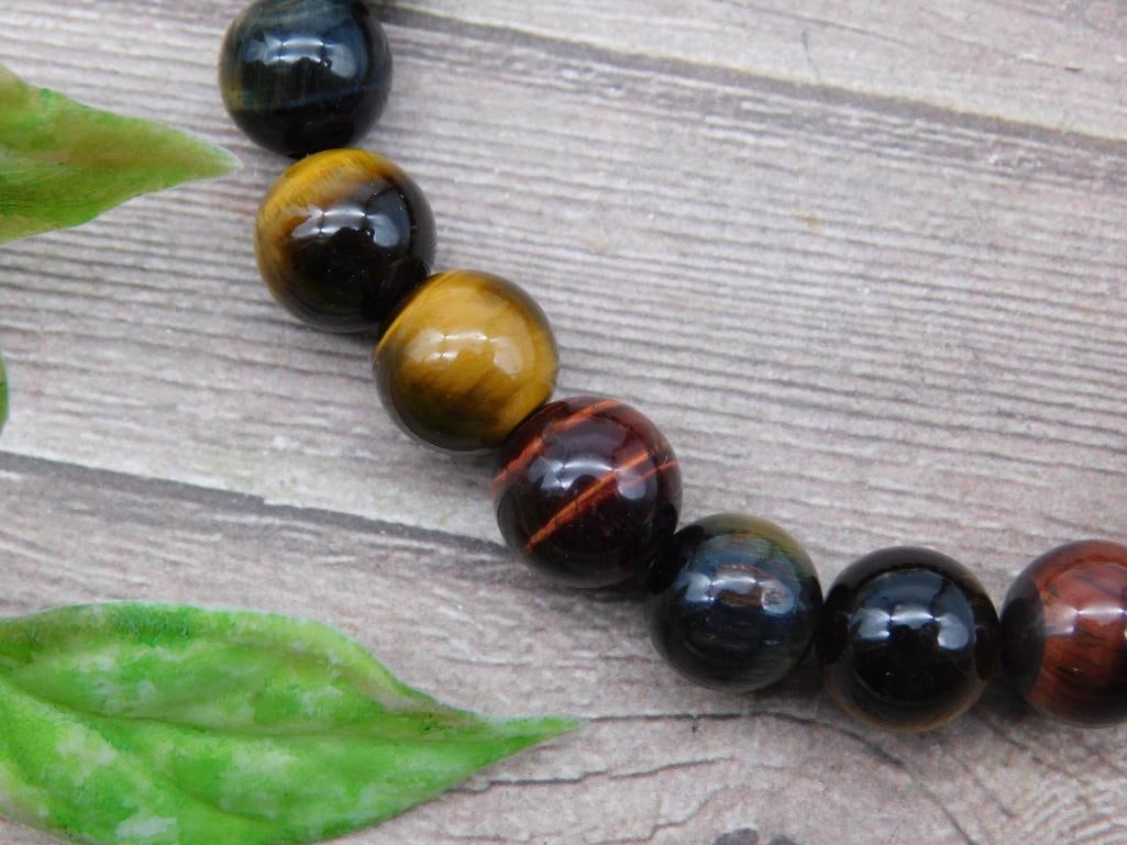 Multicolored Tiger's Eye Beaded Bracelet - 2