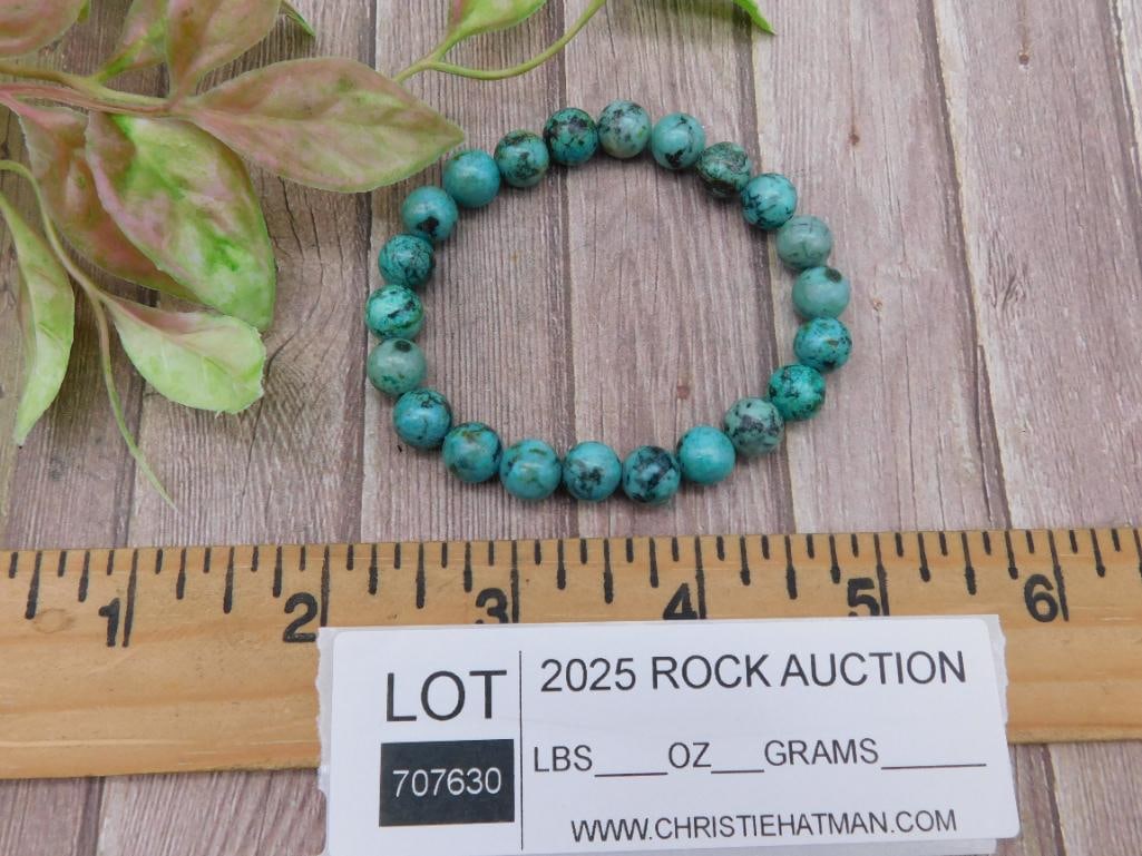 Turquoise Stone Beaded Stretch Bracelet - 3