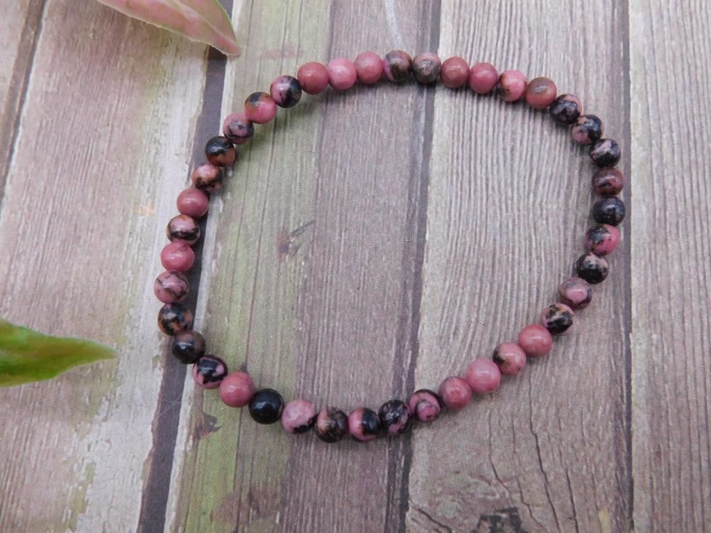 Rhodonite Beaded Stretch Bracelet: Rhodonite Beaded Stretch Bracelet