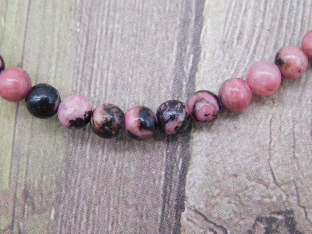 Rhodonite Beaded Stretch Bracelet - 2