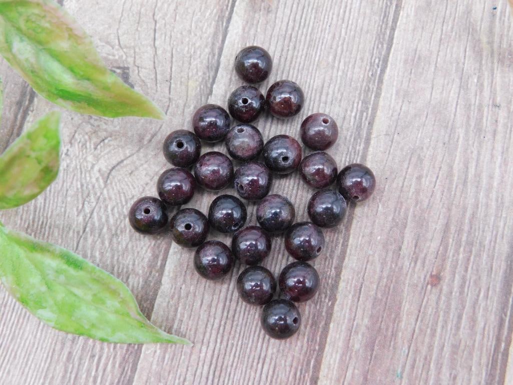 Lot of Round Dark Garnet Beads for Jewelry Making: Lot of Round Dark Garnet Beads for Jewelry Making