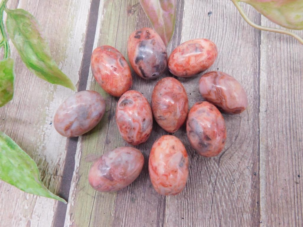 Collection of 10 Red and Black Polished Stones: Collection of 10 Red and Black Polished Stones