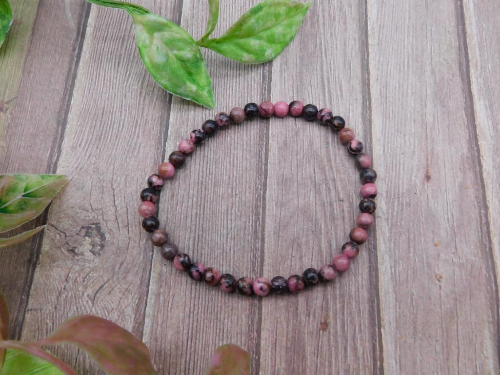 Rhodonite Beaded Stretch Bracelet: Rhodonite Beaded Stretch Bracelet