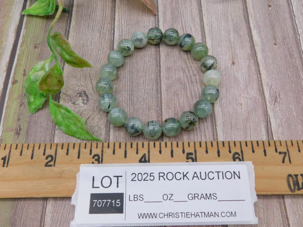 Green Gemstone Beaded Stretch Bracelet - 3