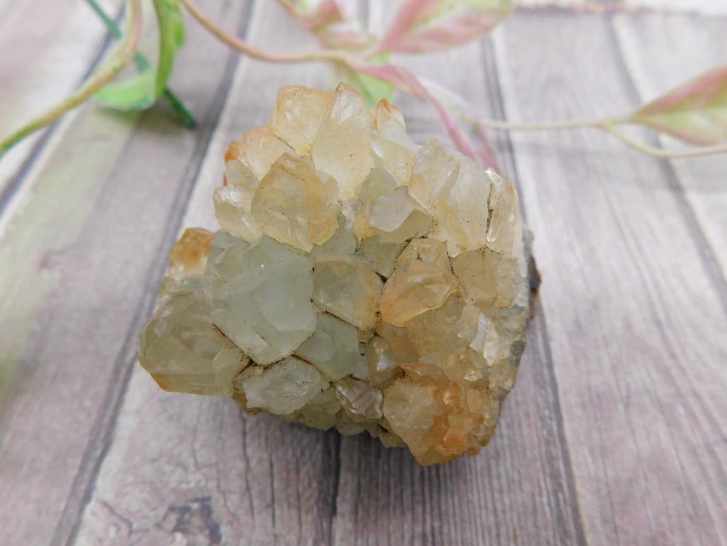 Cluster of Yellowish Quartz-Like Crystal Specimen: Cluster of Yellowish Quartz-Like Crystal Specimen
