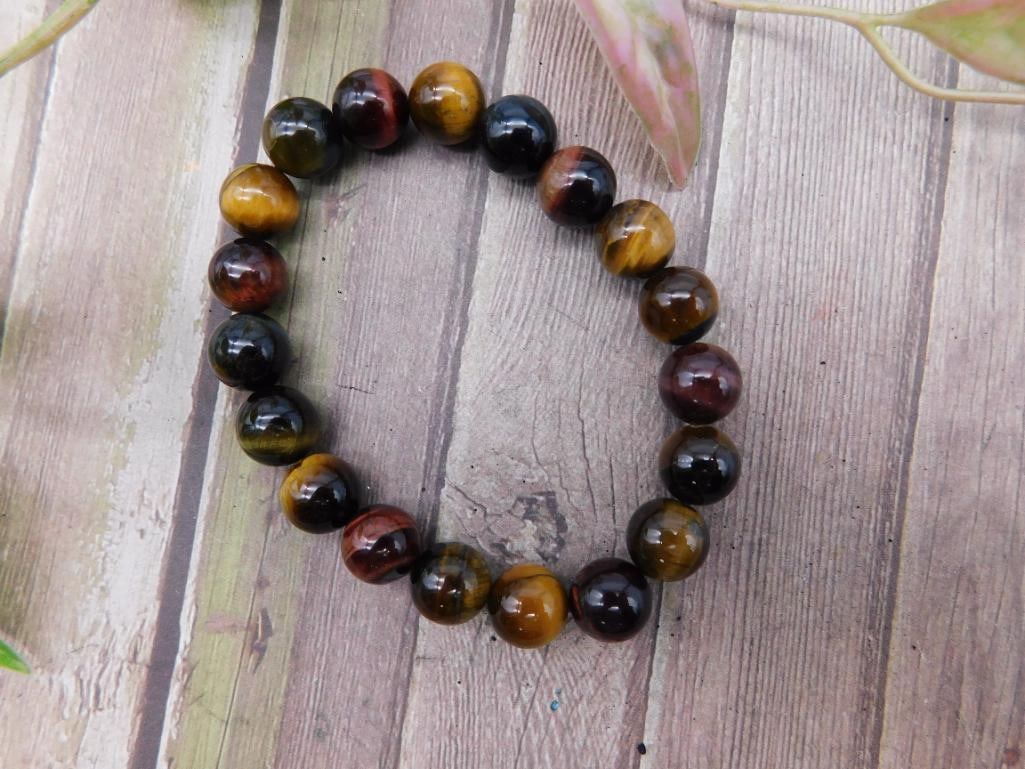 Tiger Eye Beaded Stretch Bracelet: Tiger Eye Beaded Stretch Bracelet