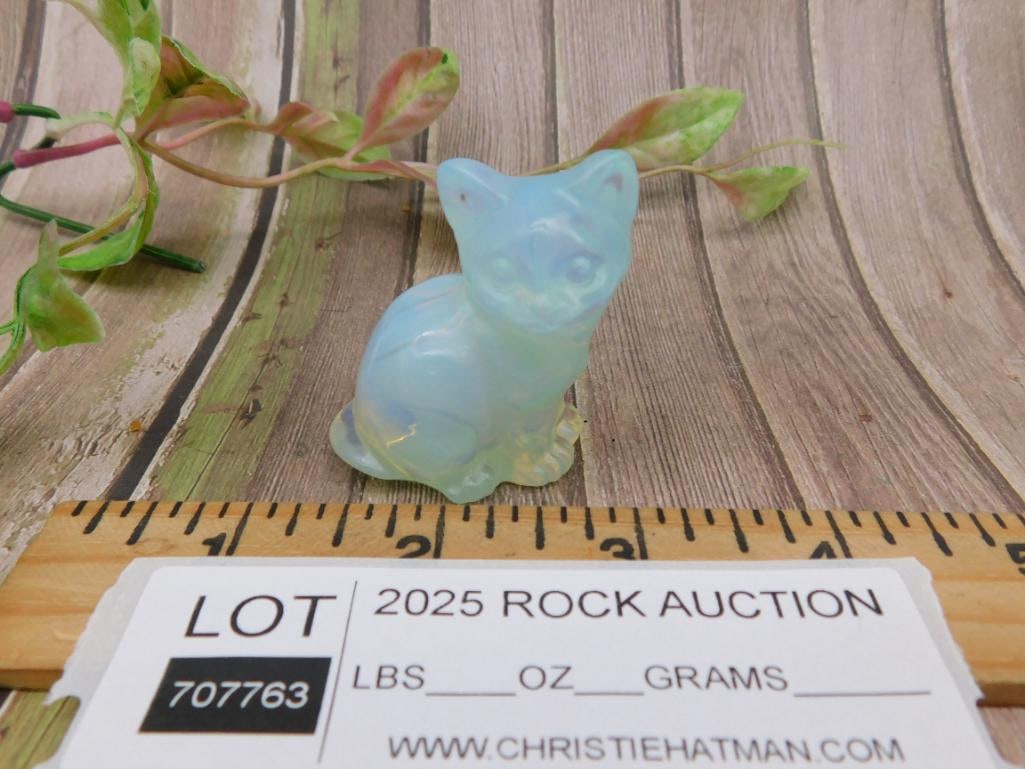 Small Opalescent Cat Figurine - 2