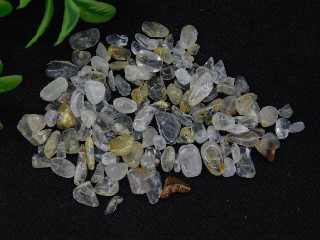 12 Grams of Rutilated Quartz Polished Gemstones: 13 Grams of Rutilated Quartz Polished Gemstones