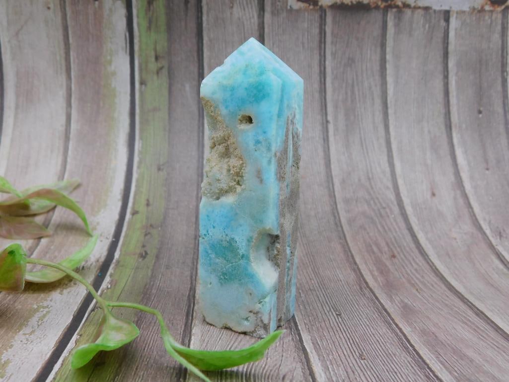 Polished LARIMAR Blue Rock Crystal Point 81 Grams: Polished LARIMAR Blue Rock Crystal Point 81 Grams