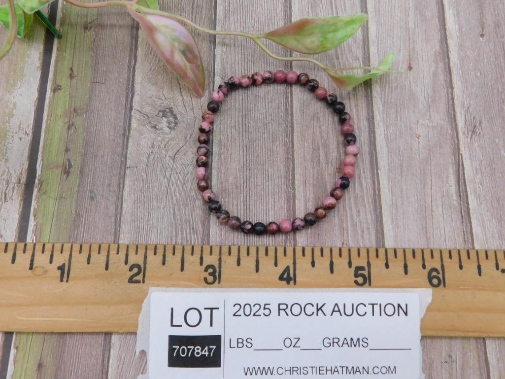 Rhodonite Beaded Stone Bracelet - 3