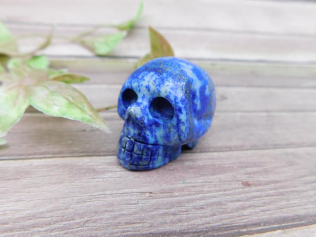 Carved Blue Stone Skull Figurine: Carved Blue Stone Skull Figurine