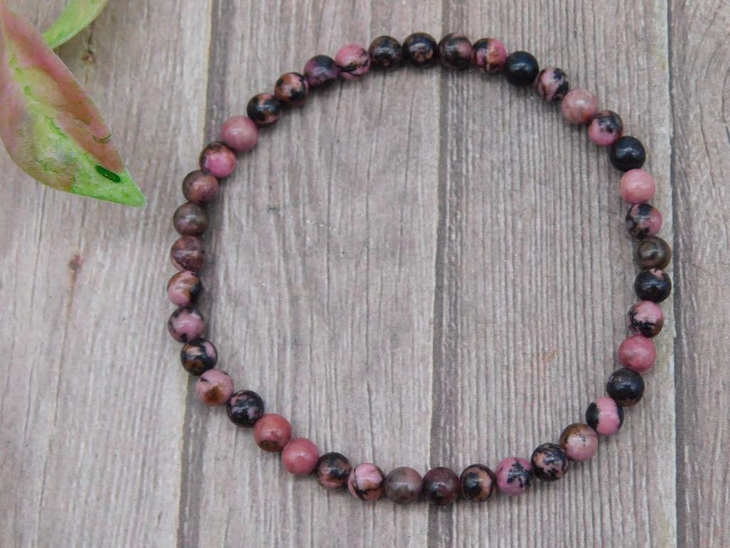 Rhodonite Beaded Stretch Bracelet: Rhodonite Beaded Stretch Bracelet