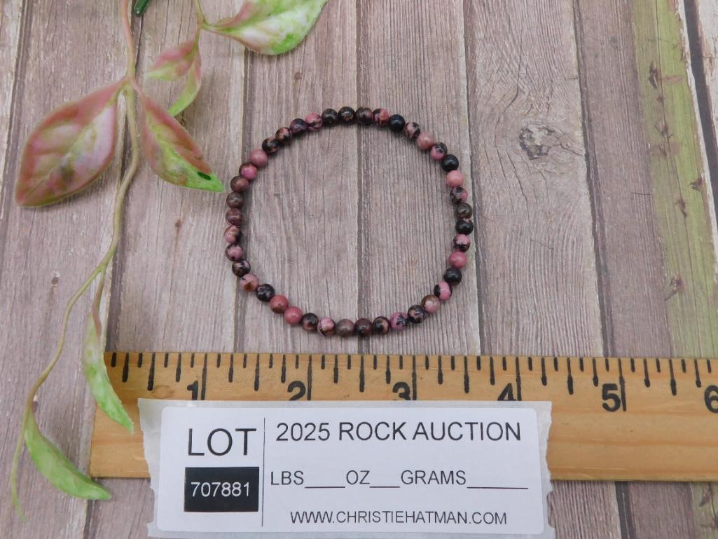 Rhodonite Beaded Stretch Bracelet - 2