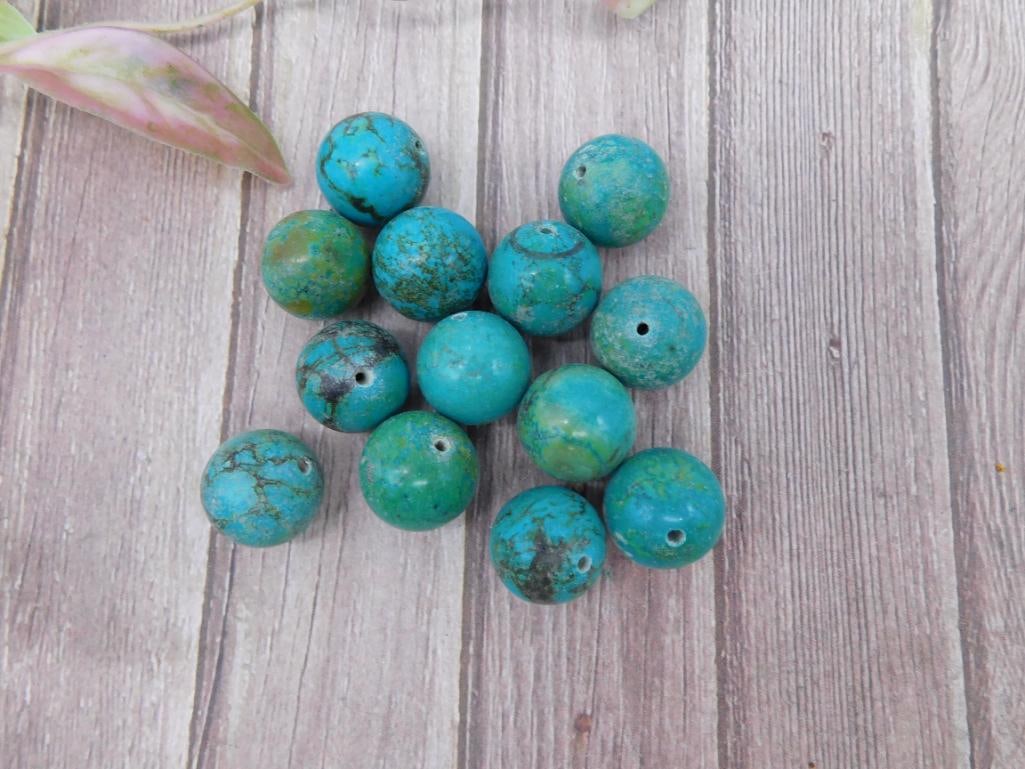Lot of 12 Drilled Turquoise Beads for Jewelry Making: Lot of 12 Drilled Turquoise Beads for Jewelry Making