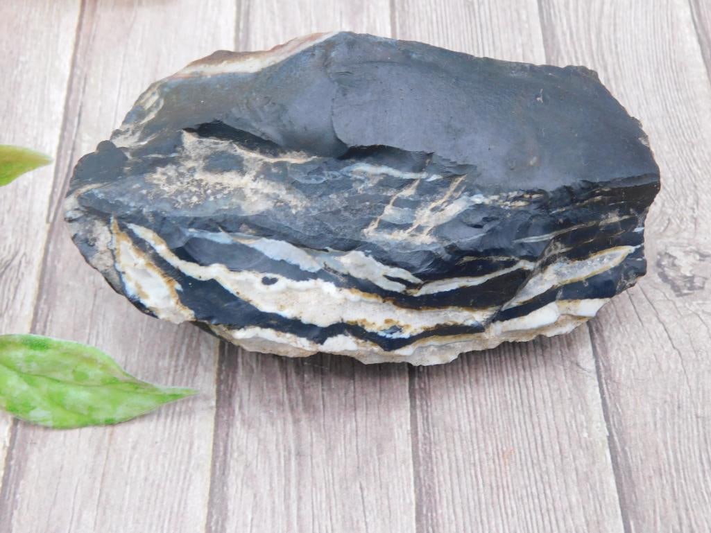Black and White Banded Rock Stone Lapidary'Specimen': Black and White Banded Rock Stone Lapidary'Specimen'