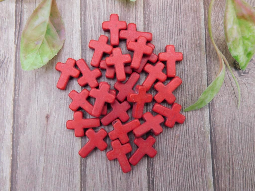 Lot of Red Cross-Shaped Beads for Crafting: Lot of Red Cross-Shaped Beads for Crafting