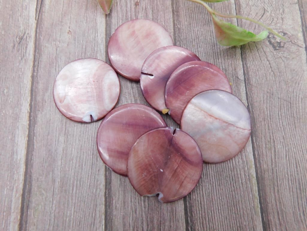 Collection of Natural Pink Shell Discs with a Drill Hole: Collection of Natural Pink Shell Discs with a Drill Hole