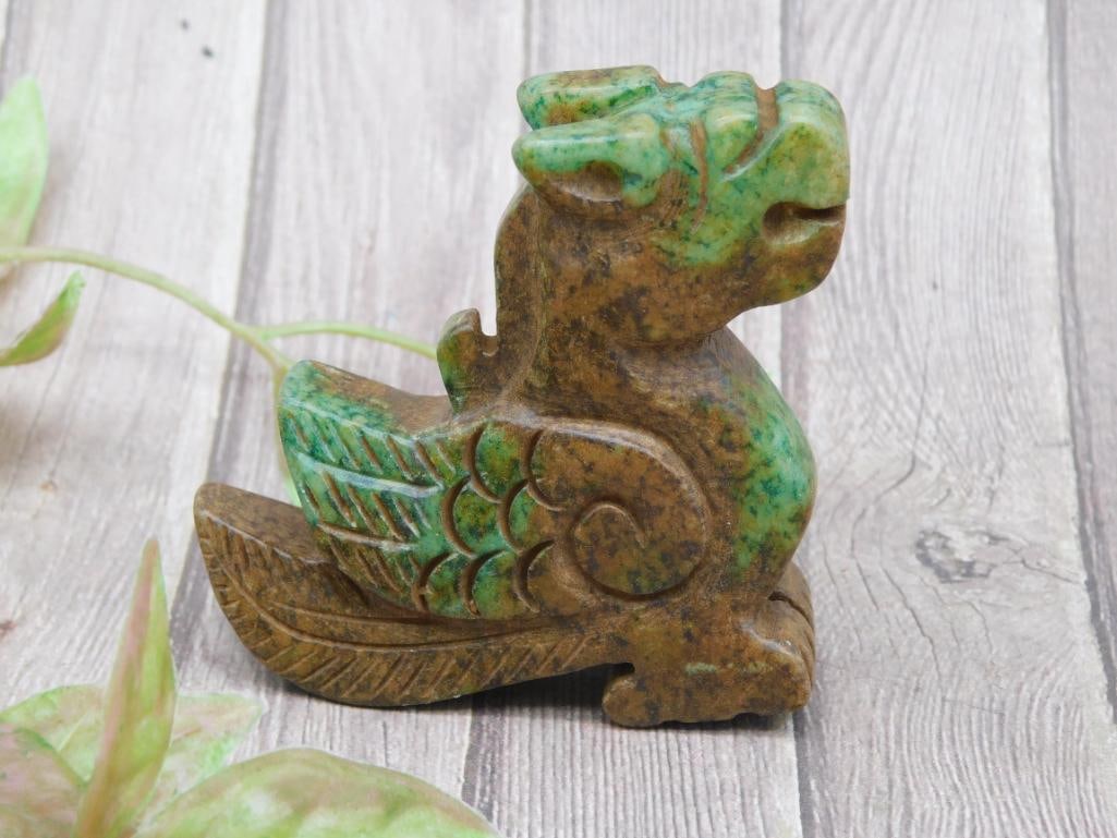Carved Jade Figurine of a Dragon or Mythical Creature (1 of 3)