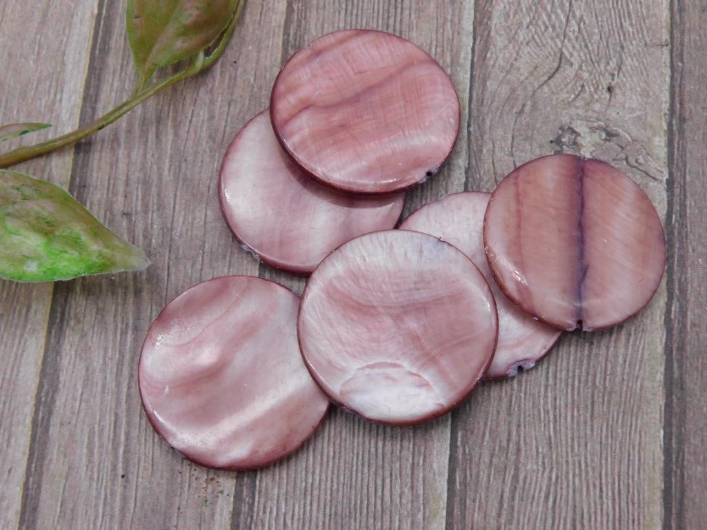 Set of Pink Shell Round Discs for Crafting or Jewelry: Set of Pink Shell Round Discs for Crafting or Jewelry