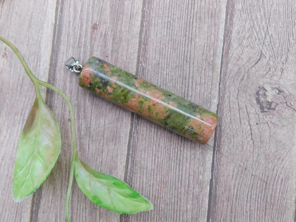 Unakite Stone Pendant with Metal Bail: Unakite Stone Pendant with Metal Bail