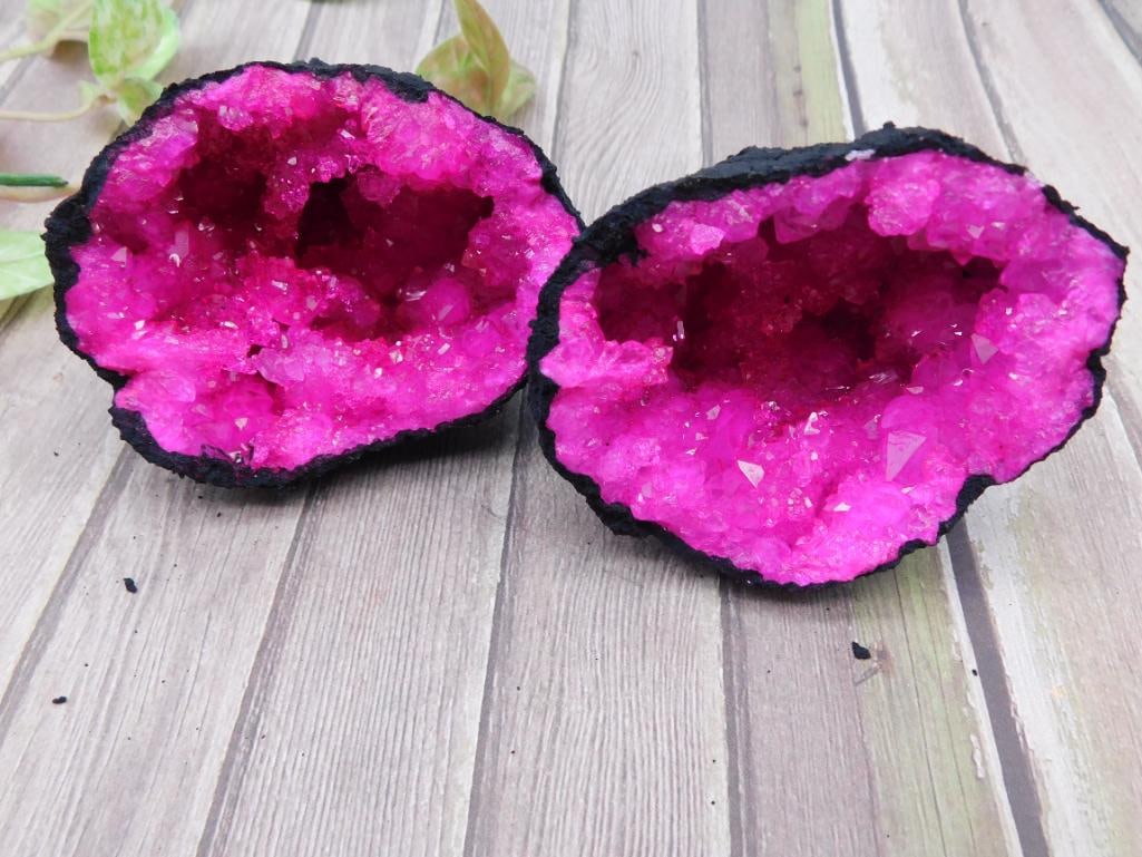 Pink Quartz Geode Pair with Crystal Interior (1 of 2)