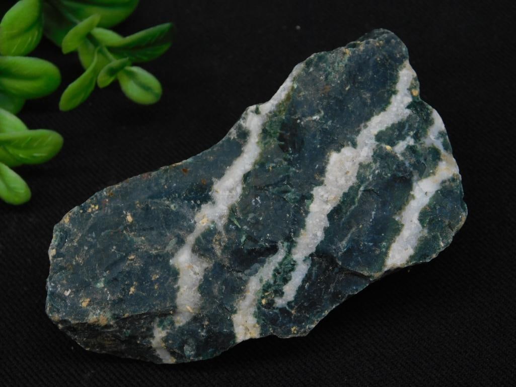 Green and White Banded Rock Specimen 170 Grams: Green and White Banded Rock Specimen 170 Grams
