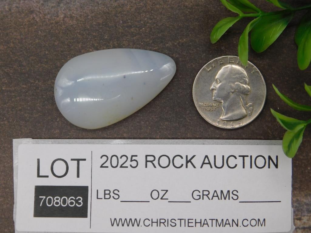 Polished Chalcedony Gemstone in Pear Shape - 2