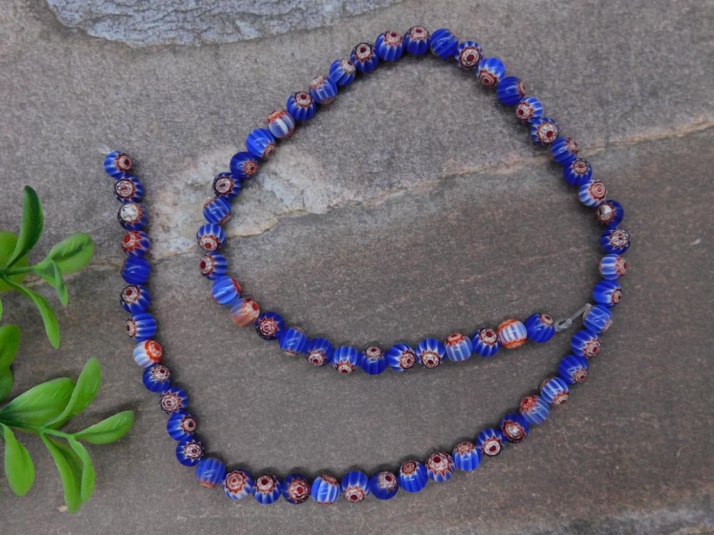Strand of Blue and Red African Trade Beads: Strand of Blue and Red African Trade Beads