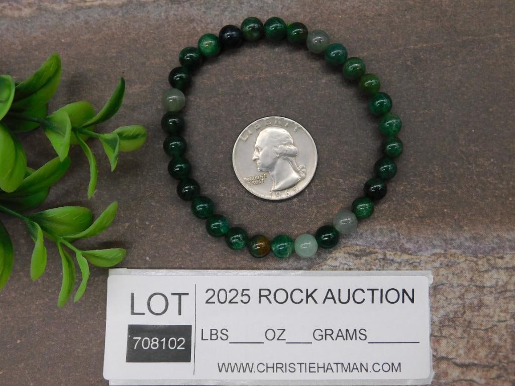 Green Beaded Elastic Bracelet - 3