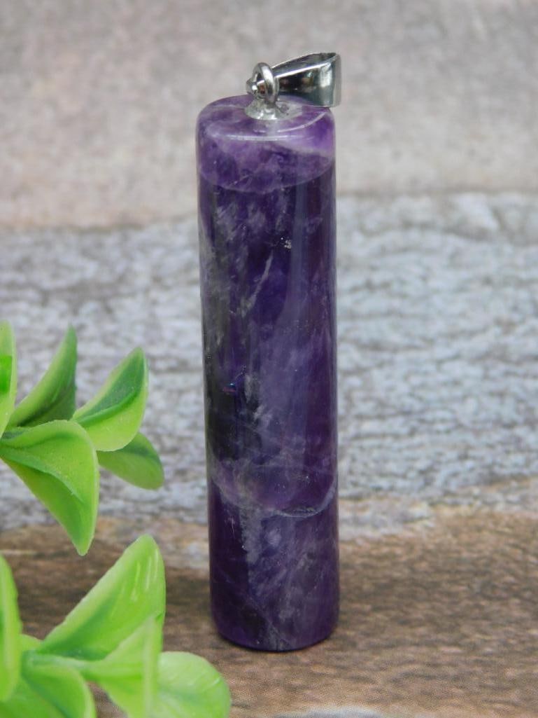 AMETHYST CYLINDER PENDANT ROCK STONE LAPIDARY SPECIMEN: AMETHYST CYLINDER PENDANT ROCK STONE LAPIDARY SPECIMEN