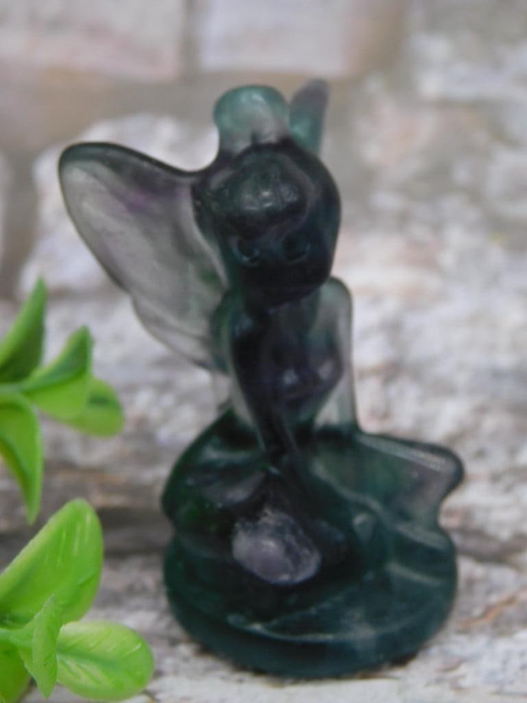 Glass Fairy Figurine With Green Hue: Glass Fairy Figurine With Green Hue