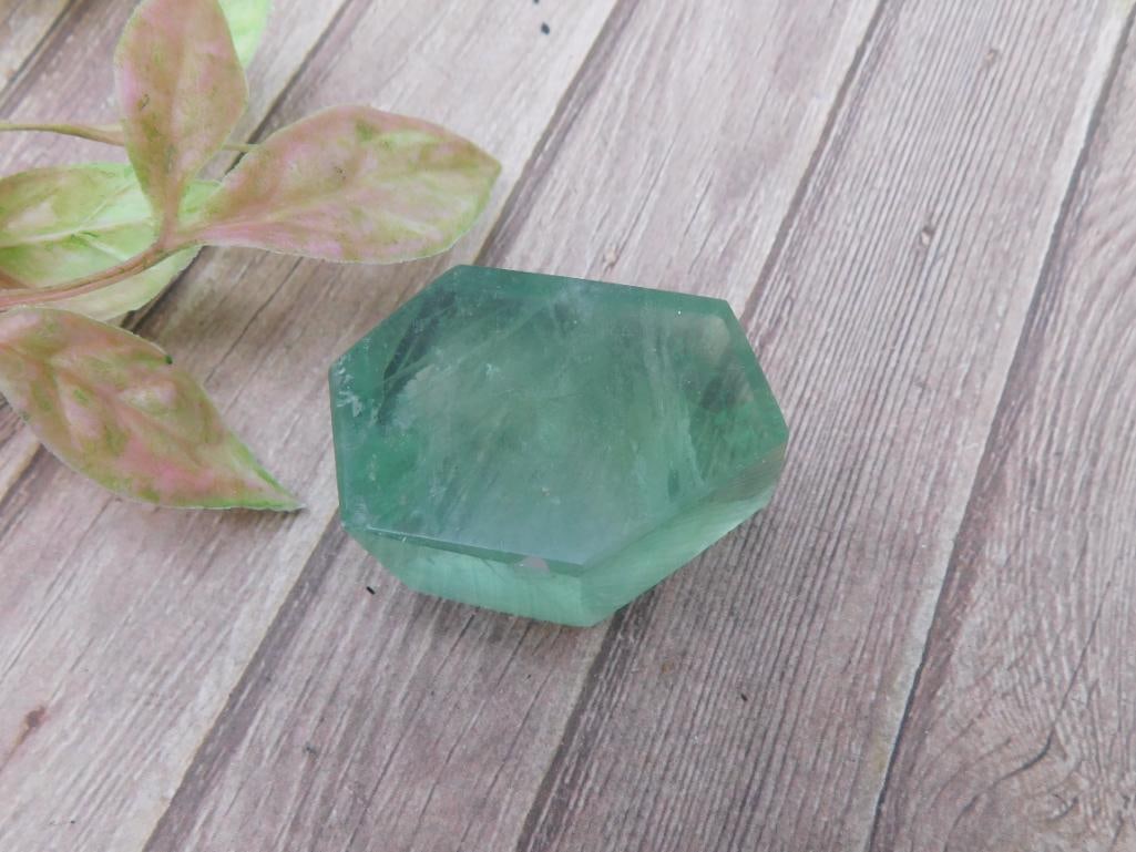 Green Hexagonal Fluorite Stone Lapidary Specimen: Green Hexagonal Fluorite Stone Lapidary Specimen