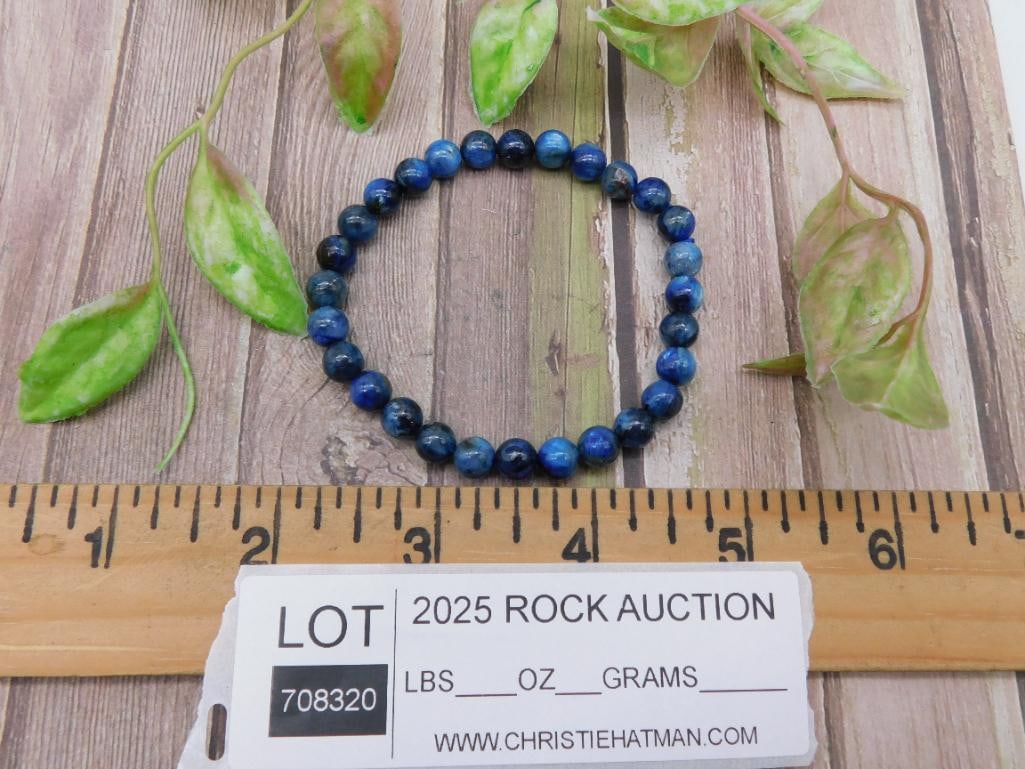 Blue Gemstone Bead Stretch Bracelet - 3