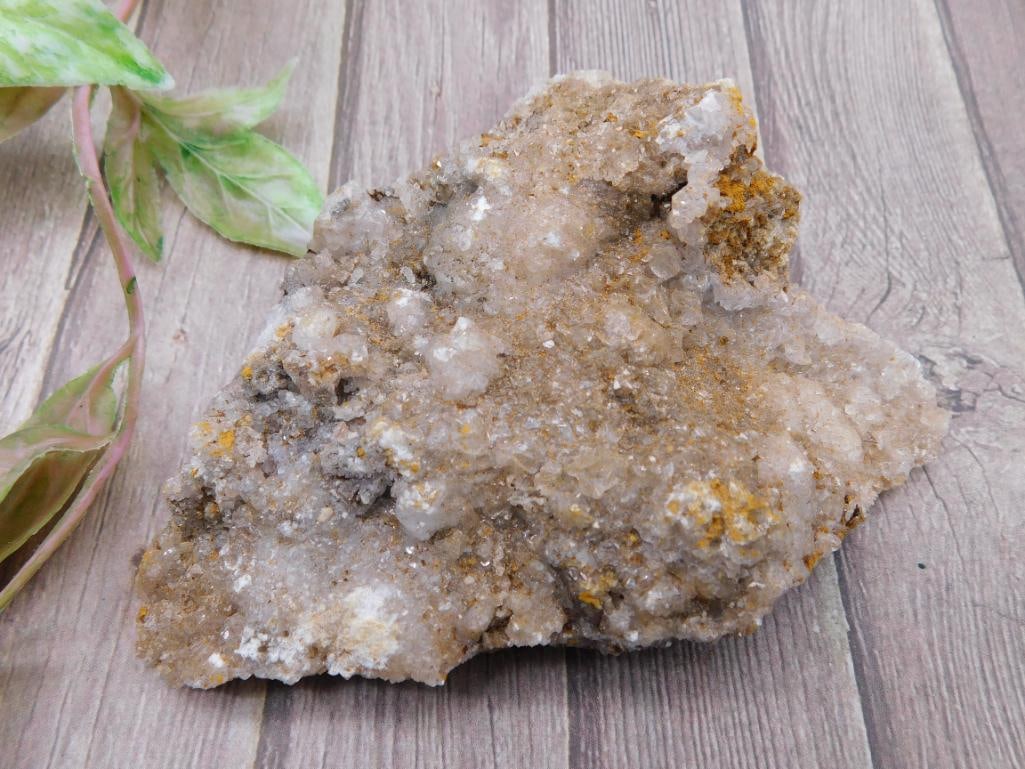 Quartz Crystal Cluster with Yellow Mineral Inclusions Rock Stone Lapidary Specimen: Quartz Crystal Cluster with Yellow Mineral Inclusions Rock Stone Lapidary Specimen