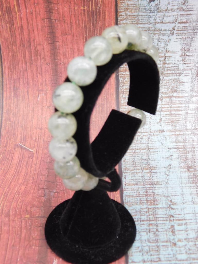 Prehnite Gemstone Beaded Stretch Bracelet - 2