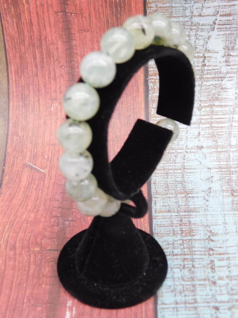 Prehnite Gemstone Beaded Stretch Bracelet - 3