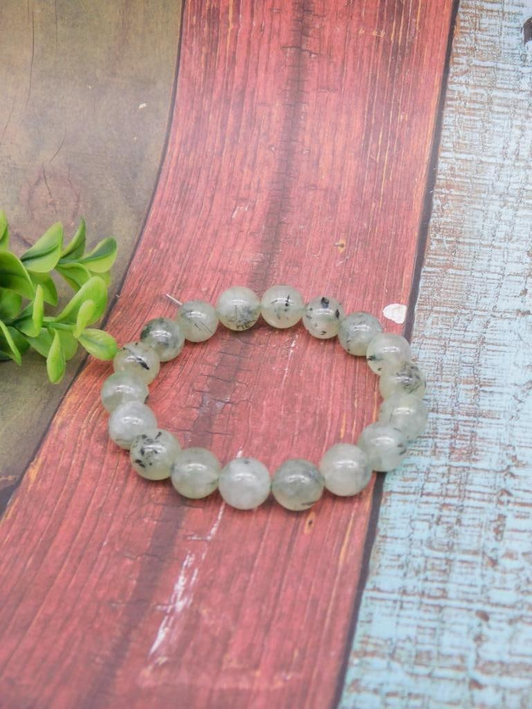 Prehnite Gemstone Beaded Stretch Bracelet - 4