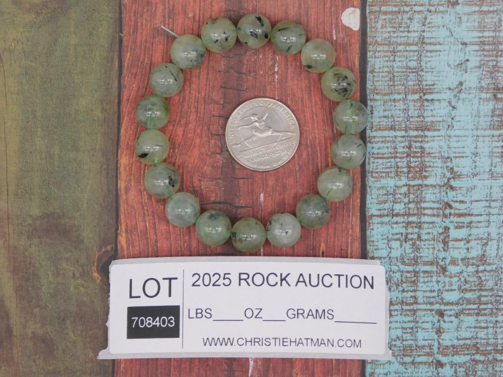 Prehnite Gemstone Beaded Stretch Bracelet - 5