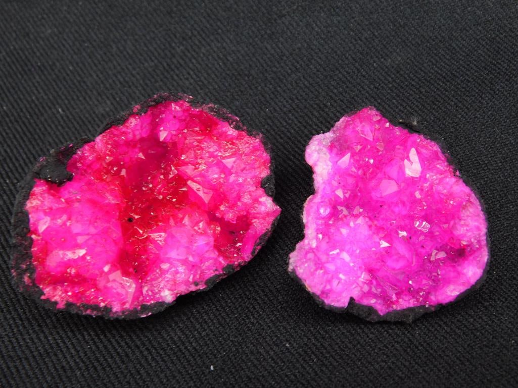 Pair of Vibrant Pink Geode Specimens Rock Stone Lapidary Specimen (1 of 3)