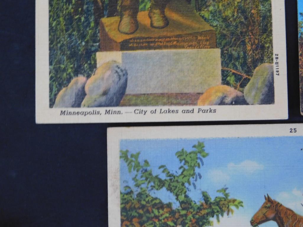 Set of Three Postcards Featuring Statues and Scenic Views (1 of 2)