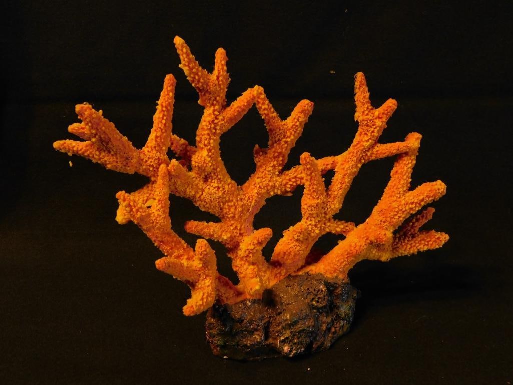 Orange Coral Decorative Sculpture on Natural Base Fish Tank Aquarium Decoration (1 of 2)