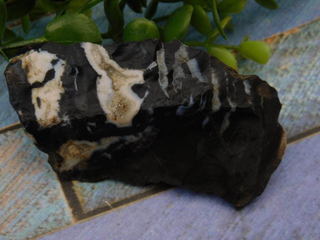 Zebra Rock Black and White Patterned Rock Specimen ROCK STONE LAPIDARY SPECIMEN (1 of 2)