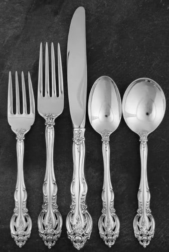 GORHAM STERLING SILVER LA SCALA FLATWARE 2 SPOONS: 2 6 inch Spoons - 48 Grams Each. The elegant La Scala pattern by Gorham is a striking example of fine American sterling silver craftsmanship, blending classic European Baroque styling with graceful co