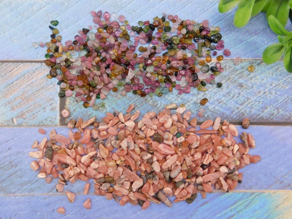 TOURMALINE AND RHODOCHROSITE ROCK STONE LAPIDARY SPECIMEN: TOURMALINE AND RHODOCHROSITE ROCK STONE LAPIDARY SPECIMEN — Part of our Discover Buried Treasure, Crystals and Gems auction at HATMAN'S Auctions! Please see photos for measurements and condition.