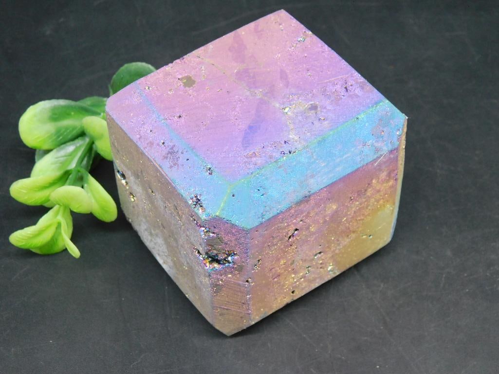 DRUZY TITANIUM CUBE ROCK STONE LAPIDARY SPECIMEN: DRUZY TITANIUM CUBE ROCK STONE LAPIDARY SPECIMEN - Part of our Discover Golden Attic, Crystals and Gems auction at HATMAN'S Auctions! Please see photos for measurements and condition. YES, we have in-