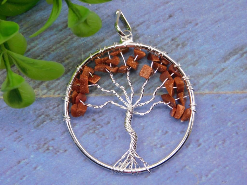 GOLDSTONE TREE OF LIFE WIRE WRAPPED PENDANT: WELCOME TO HATMAN AUCTIONS! SPECIAL NOTICE: Please see photos for measurements and descriptions. ***Yes, we have in house shipping with MANY REPEAT CUSTOMERS because of our streamlined service.
