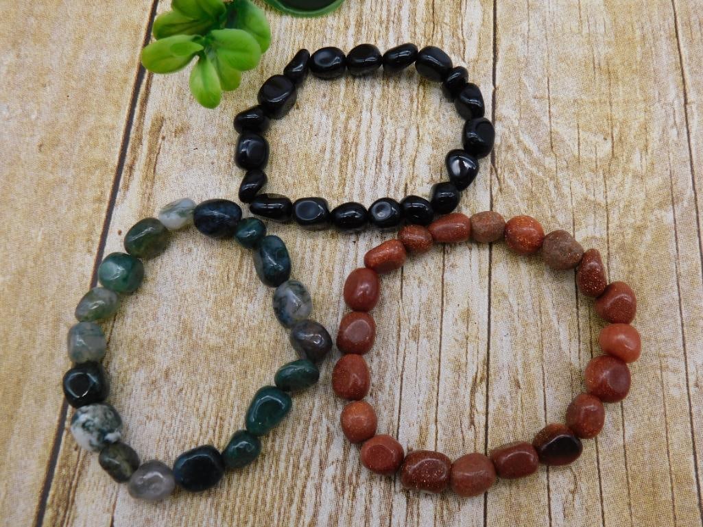 GENUINE STONE BEADED BRACELET NATURAL GEMSTONE JEWELRY COLLECTOR PIECE