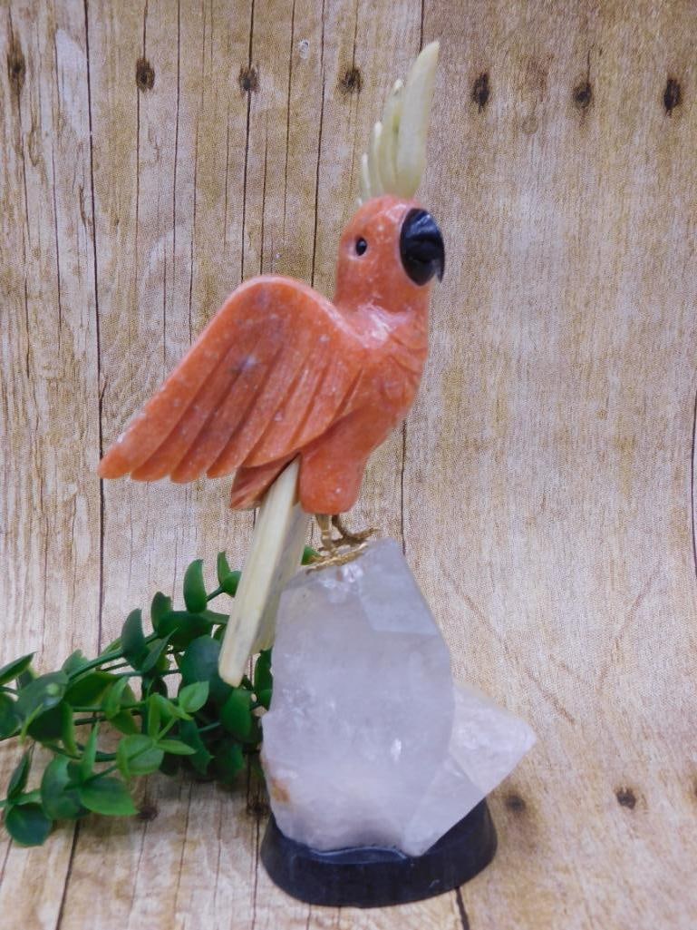 STONE BIRD CARVED NATURAL STONE FIGURINE COLLECTOR DISPLAY PIECE