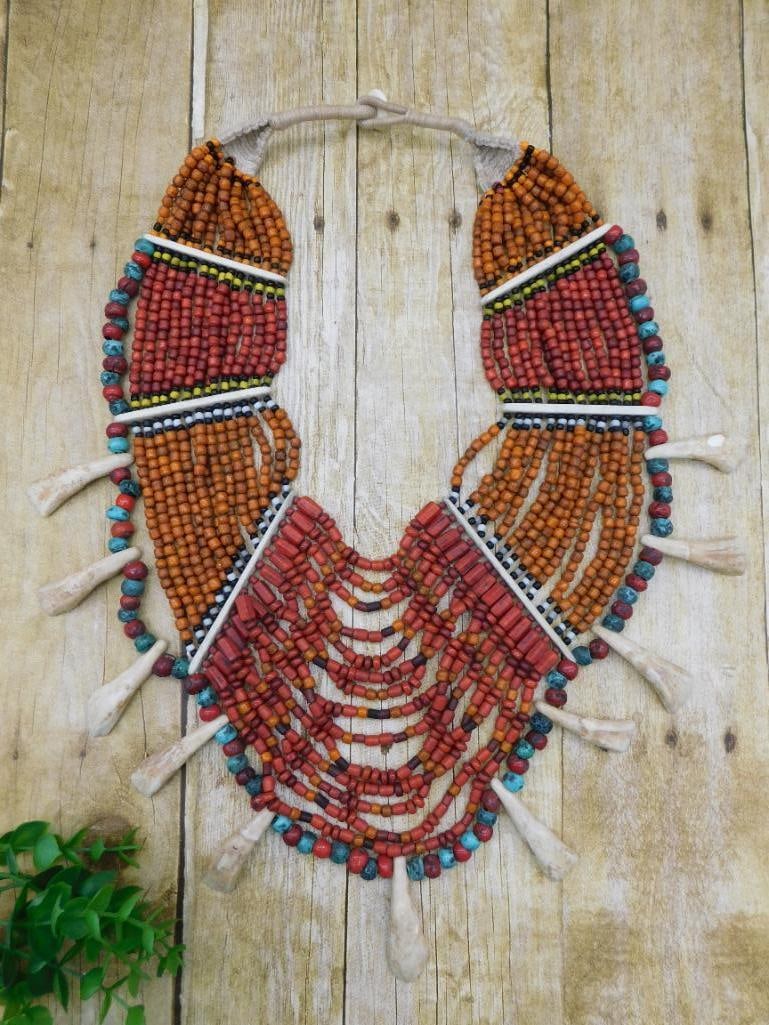 ORNATE AFRICAN TRADE BEADS DECORATIVE TRIBAL COLLECTOR JEWELRY MAKING LOT