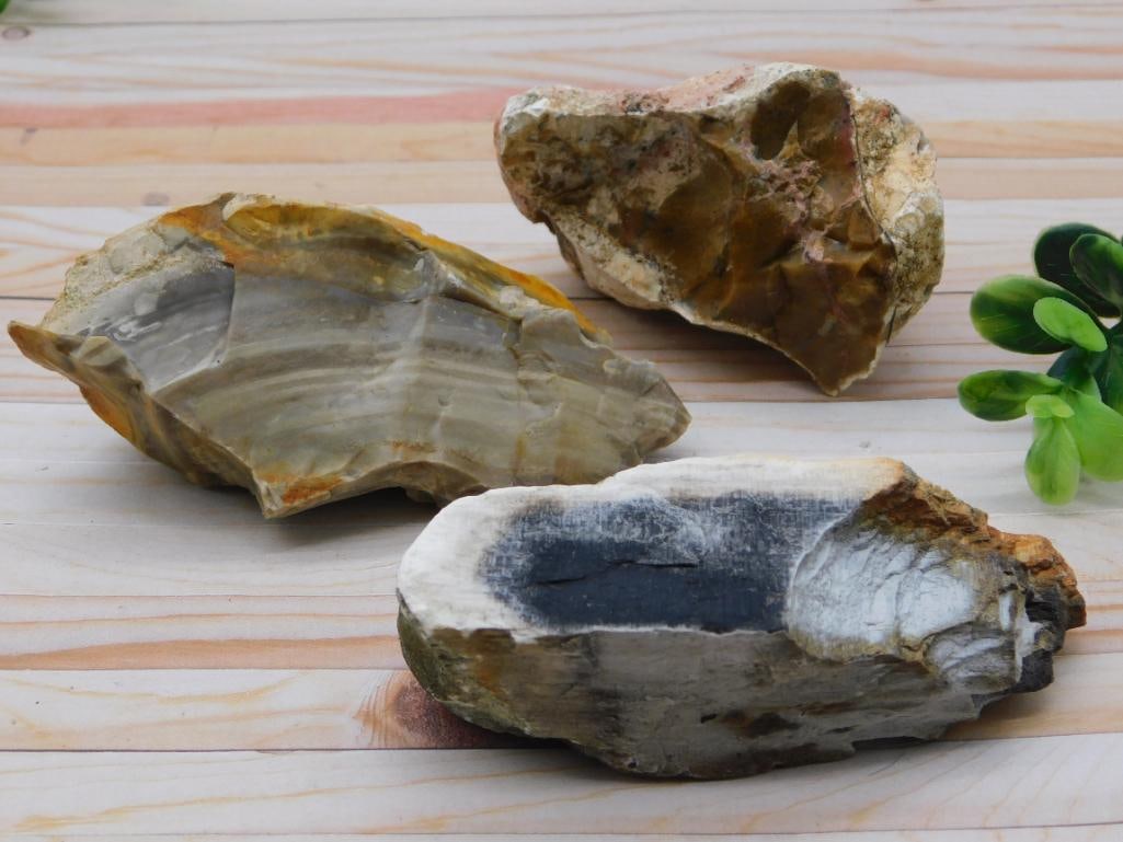 MIXED ROUGH LOT DIVERSE GEMSTONE ROUGH LAPIDARY HOBBYIST SPECIMEN: This rough material lot is ideal for rockhounds and cabbers looking to build a stash of natural stone for future projects. See photos for exact pieces, sizes, and condition.